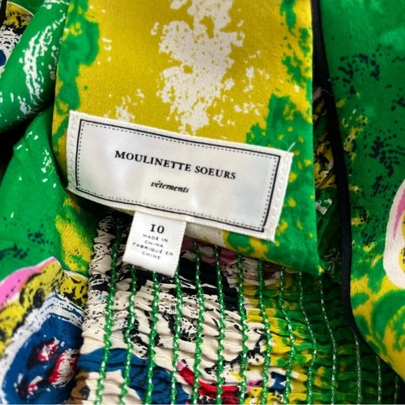 Moulinette Soeurs Anthropologie Silk Panoply Carousel Horse Print Dress Size 10 - Picture 9 of 11